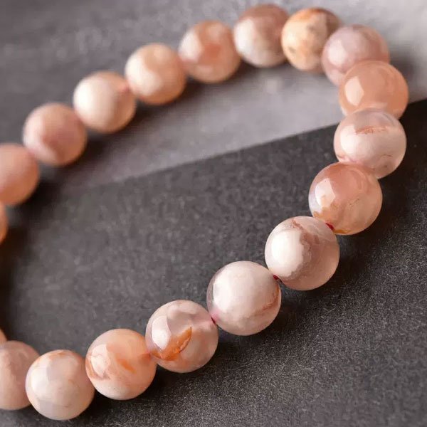 Natural Cherry Blossom Pink Agate Bracelet