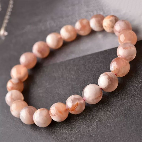 Natural Cherry Blossom Pink Agate Bracelet